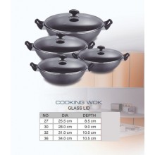 Cooking wok glass lid