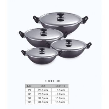 Cooking wok steel lid